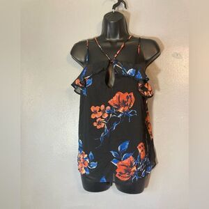 Lily White Black Sheer Floral Tank Top